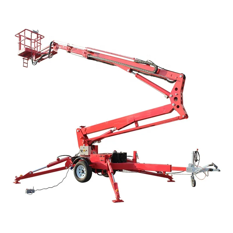 Customized 10m 12m 14m 16m 18m 20m Articulated Towable Boom Lift Trailer Mounted Cherry Picker With CE