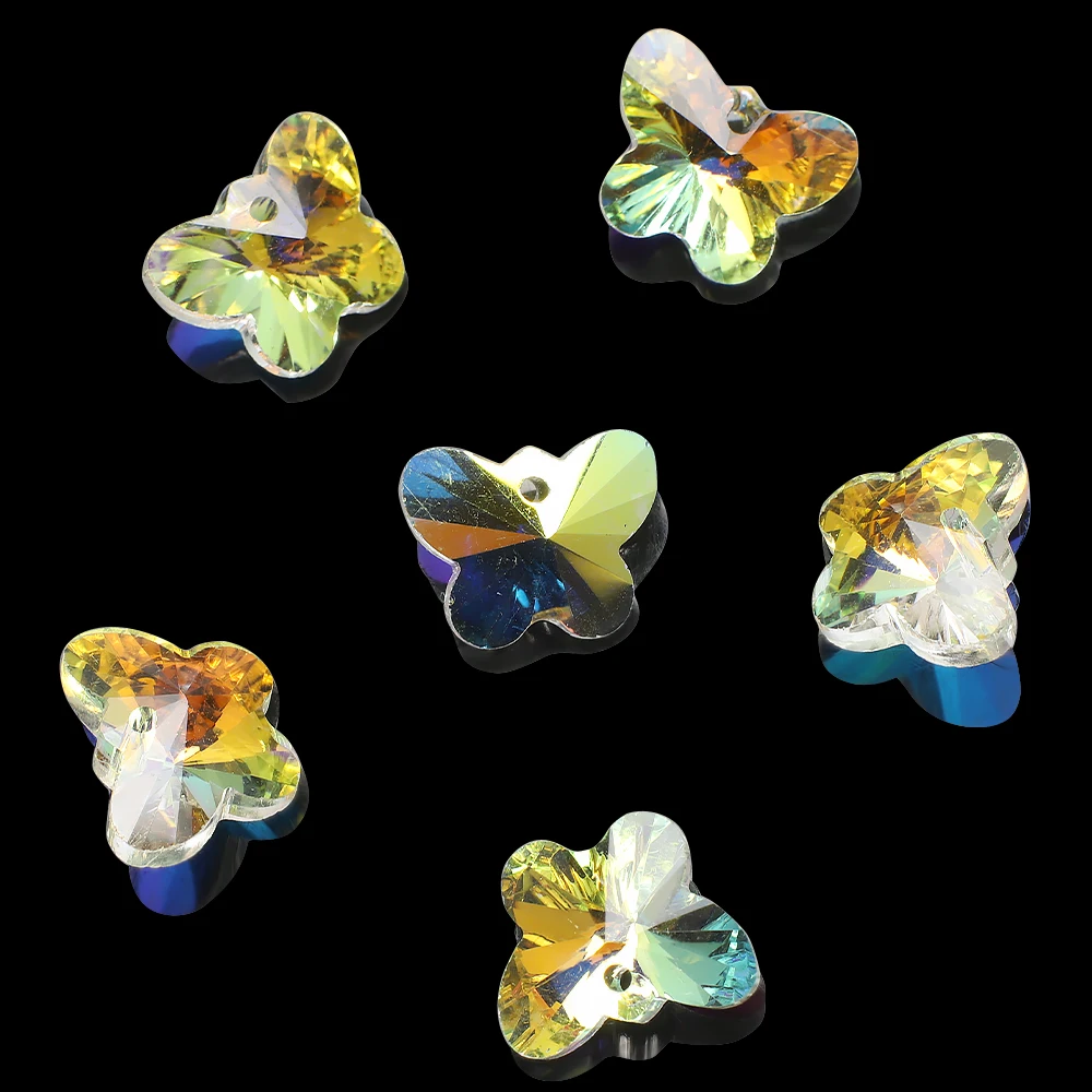 14mm 18mm Butterfly Pendant Gems Beads Glass Charms Crystal for Fashion Women DIY Jewelery Making Earring Necklace Accessories