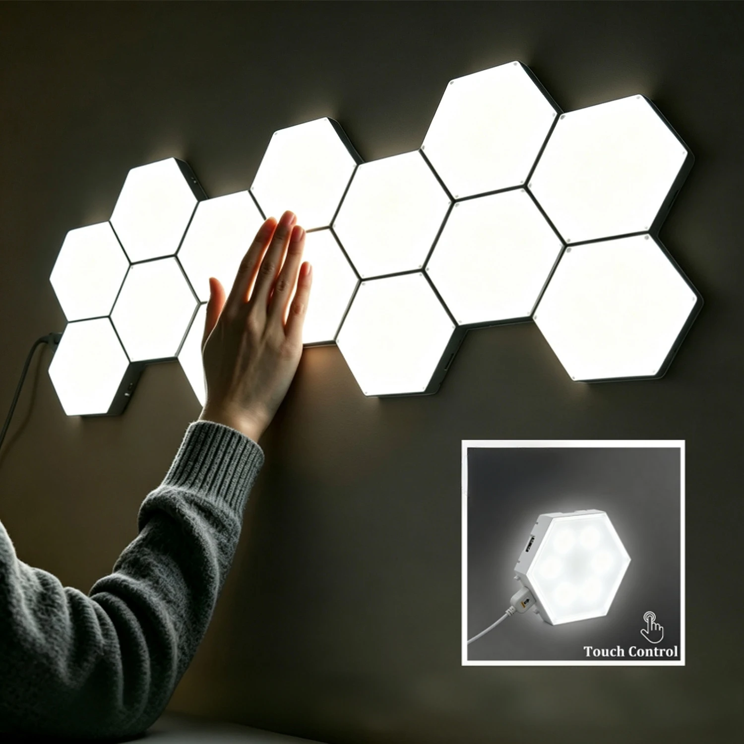 Modular Hexagon LED Wall Lights, Touch-Control DimmableSplicing Panels, DIY-Assemble Night Lamp for Gaming Room,Home Decor & Festive Occasions, Led Lights