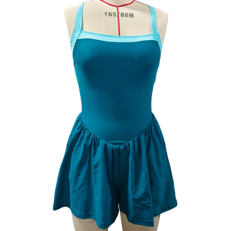 

Купальник-платье с квадратным вырезом и завязками на спине для женщин, цельный, с эффектом утяжки живота и карманом, 2026