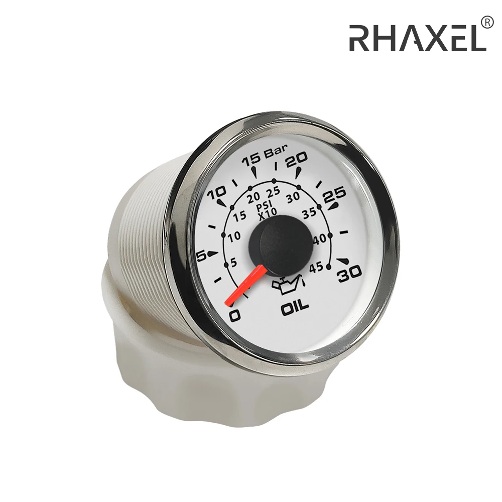 RHAXEL 52mm Oil Pressure Gauge 52mm 0-30bar 0-435Psi 0-30bar 0-450Psi for Car Truck Motorcycle with 8 Colors Backlights 12V 24V