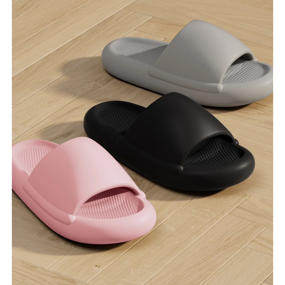 Zapatillas de baño de plataforma gruesa para mujer, chanclas antideslizantes de suela suave de EVA para interiores, sandalias de verano para parejas