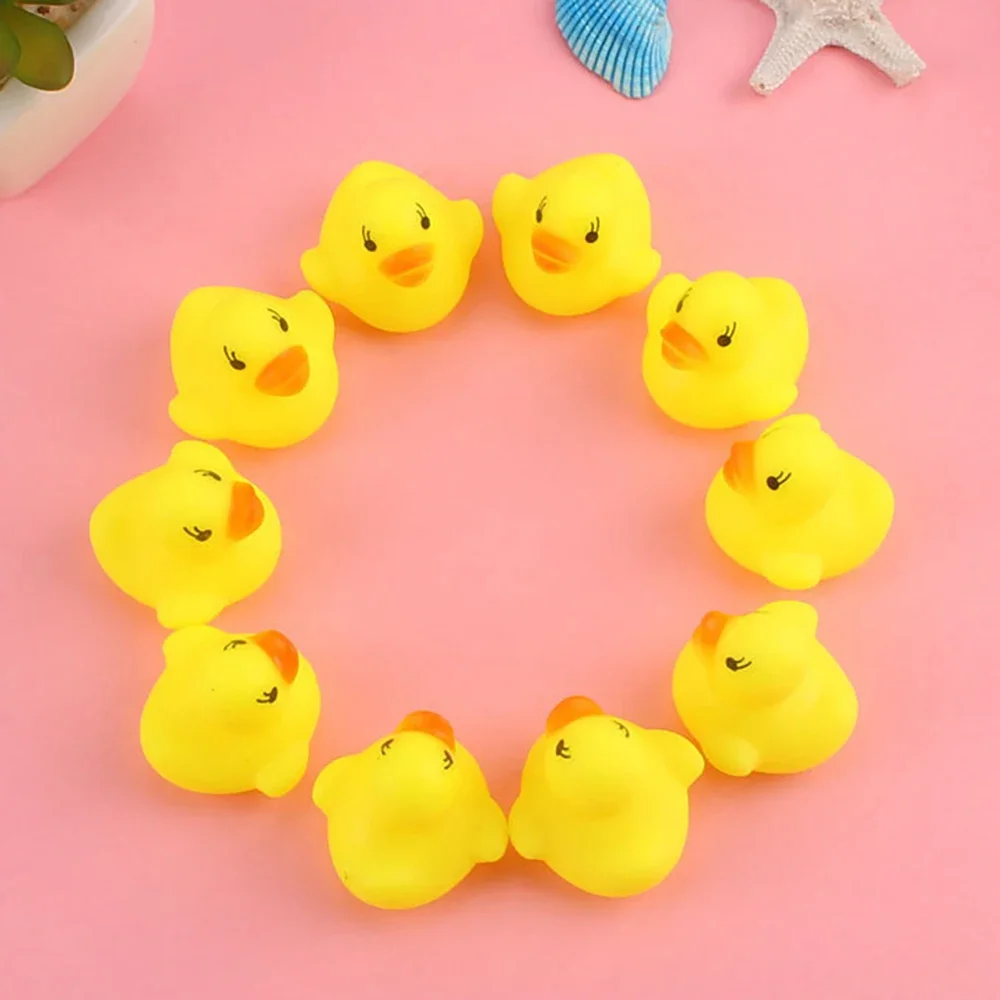 20pcs Cute Baby Kids Squeaky Rubber Small Ducks Baby Shower Water Toys for Baby Children Birthday Favors Gift 3-6years