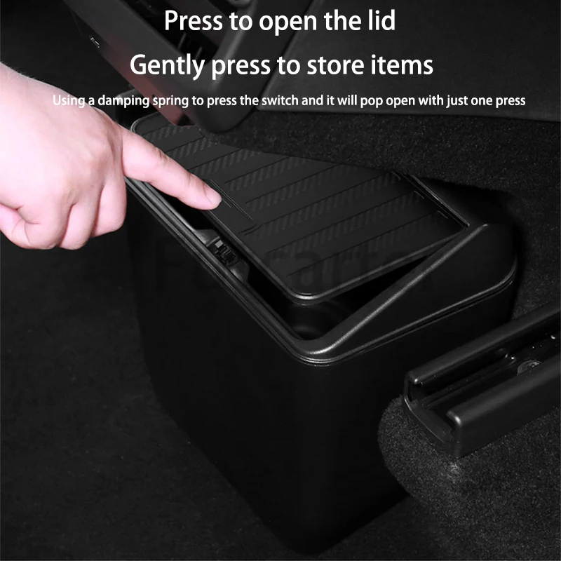 ل تسلا نموذج Y العرعر 2025 المقعد الخلفي حاوية القمامة مركز صناديق صندوق تخزين غطاء الصحافة تصميم مفتوح تركيب غير تدميري