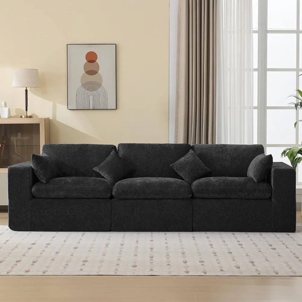 

115''Cloud Boneless Sectional Couch, Modular Sectional Sofa Deep Seat, Oversized Upholstered Convertible Comfy 3 Seater Chenille