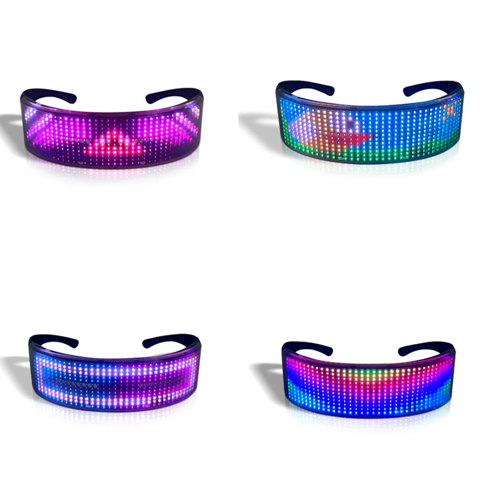 ブラック LED 発光メガネ APP 制御 USB 充電 マルチカラー メガネ パーティー 誕生日 バー LED メガネ 充電式メガネ