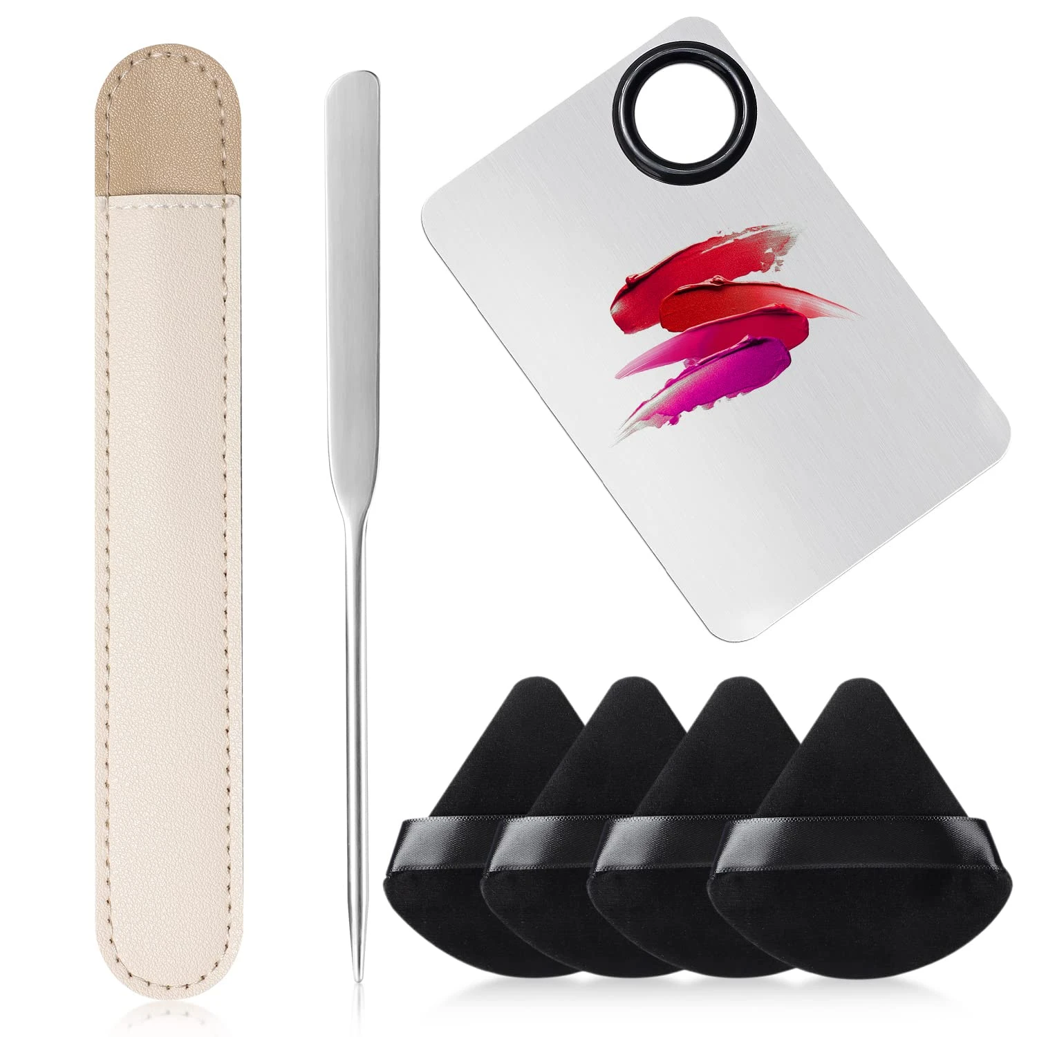 High-Quality Professional Korean 7-in-1 Multifunctional Makeup Spatula and Powder Puff Set - Ideal Cosmetic Palette with Triangl