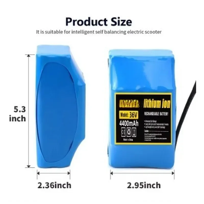 10S2P 36V 4400mAh 18650 Battery Pack for Hoverboard Self-Balancing Scooter Drift Trike High Power Rechargeable Li-ion Battery