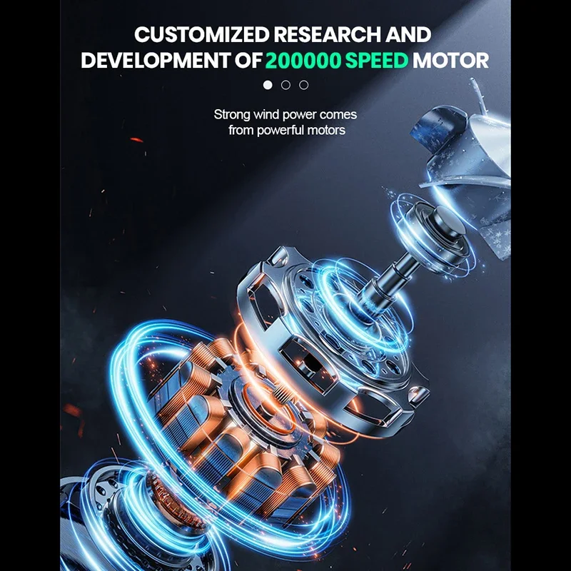 2025 Original 280000RPM Turbo Jet Fan Electric Air Duster Adjustable wind speed Turbo Violent Blower Rechargeable with Light