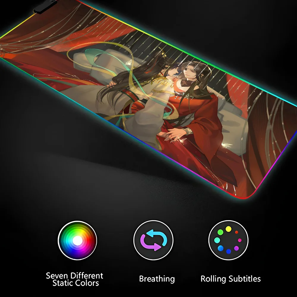 anime Tian Guan Ci Fu  Mousepad XXL RGB Gaming Mouse Pads HD Black Gamer Accessories Large LED