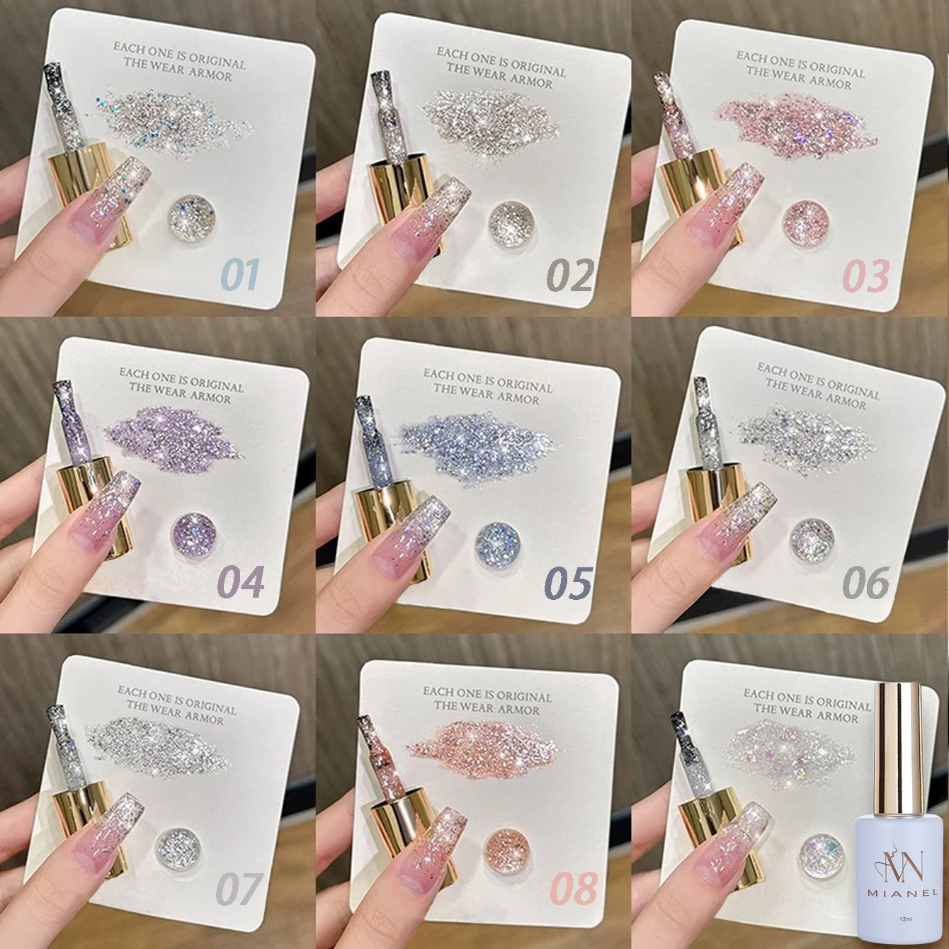 1pcs 12ML Autumn Super Flash White Nail Glue Summer Coconut Strobe Seven Colors Sequin Whitening Gel Nail Polish UV Light Nails