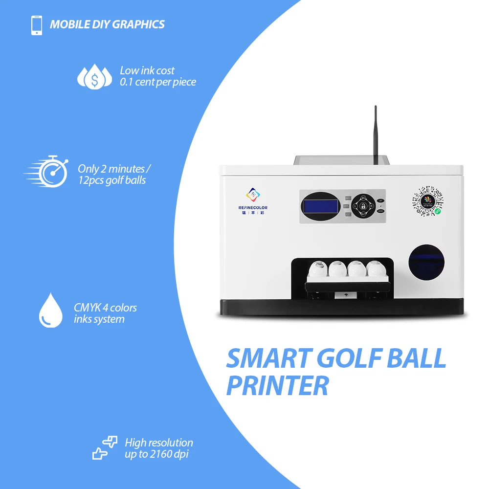✓For Refinecolor Smart Golf Balls Printer Small UV LED Printing Machine  for Customizing Text Photo Logo UV Flatbed Printer*