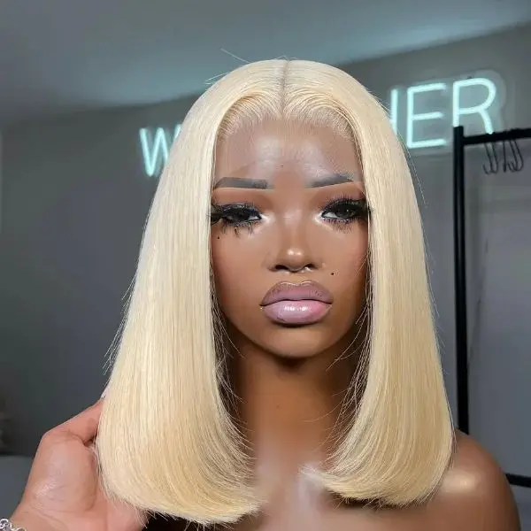 

Synthetic Hair 613 Blonde 14 inch bob wig Pre Plucked 13x3 Lace Front Wigs for Black Women Glueless Cosplay Daily Wear Wigs