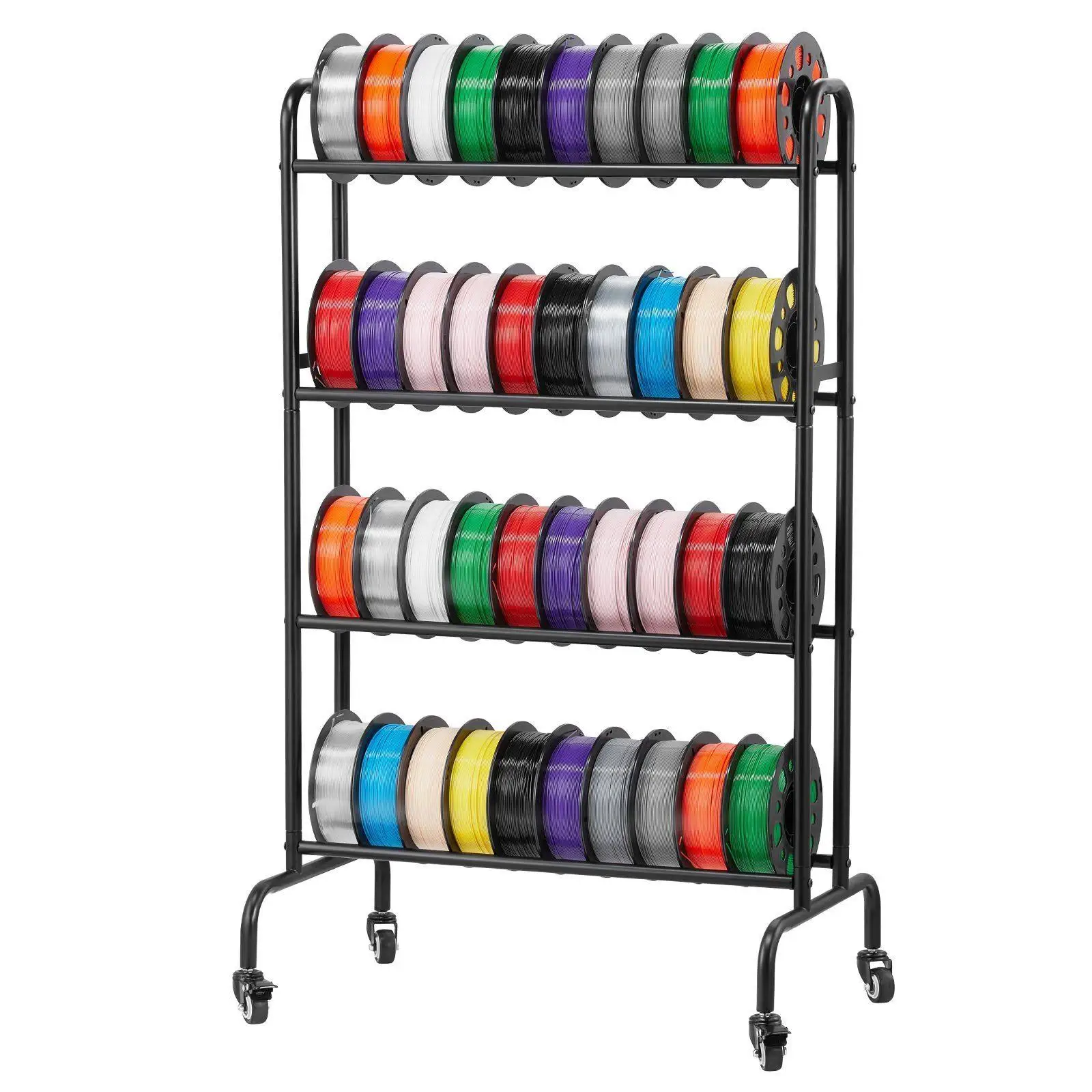 

4Tier 40spool 160lb Filament Storage Station Carbon Steel Frame with Locking Casters for 3D Printer Supplies