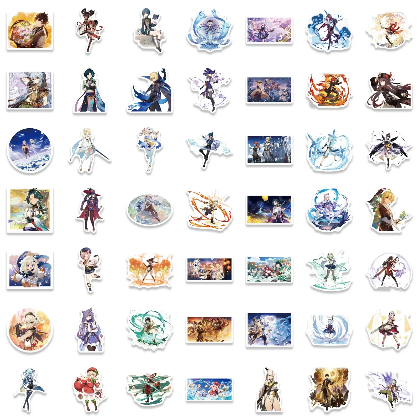 100pcs Cartoon Genshin Impact Open World Game Stickers Anime for Laptop Phone Case Car Bike Kids Teens Mixed Vinyl Decals