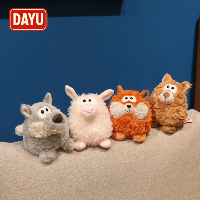 Forest Animals Plush Toy Brown Bear and Cute Fox Soft Stuffed Doll Beanbag Desk Buddy Stress Relief Toy Birthday Gift for Boys a