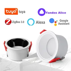 Zigbee-Tuya inteligente LED Downlight, embutida 2MQTT Hue Lâmpada, luz de teto, Home Assistant, Quarto Cozinha Spotlight, Alice Alexa