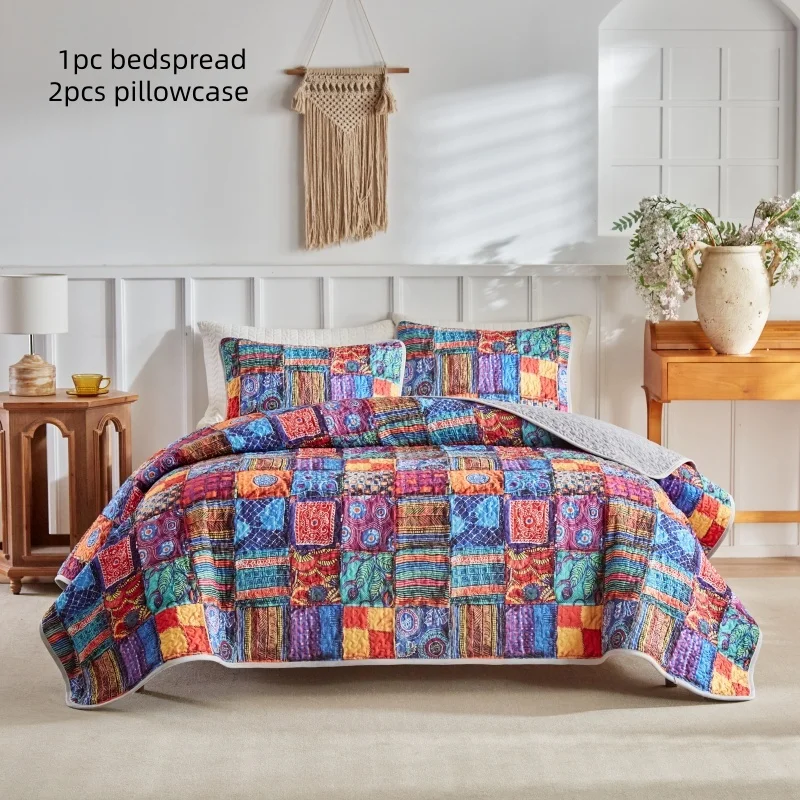 parure-de-lit-imprimee-coloree-en-polyester-doux-couvre-lit-taie-d'oreiller-leger-ideal-pour-l'ete-climatise-patchwork-3-pieces-ensemble