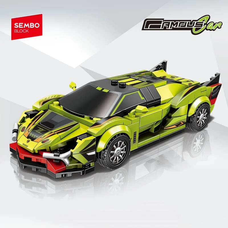 SEMBO BLOCK Supercar Assembly Building Blocks DIY Sports Car Models Racing Vehicle Collectible Ornaments Birthday/ Holiday Gifts