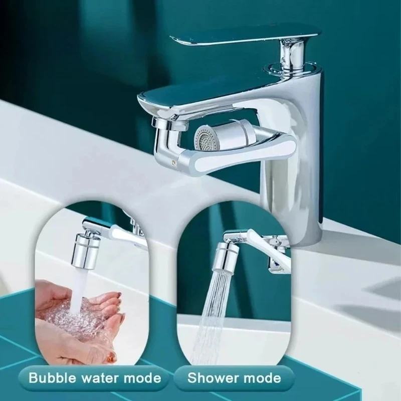 360 Rotatable Anti Splash Faucet Extender ABS Plastic Mechanical Arm Swivel Aerator for Bathroom Sink Wash Face Gargling view 2