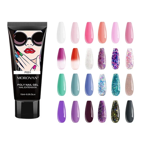 Imagen 1 del producto Esmalte de uñas de polietileno, 15ml, 28 colores para extensión de uñas, brillo profesional, constructor de esmalte de uñas de Gel, arte de uñas francés acrílico