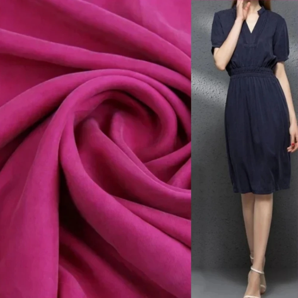 

Sand-washed Polyurethane Fabric Summer Solid Red Plain Vintage Clothing Top Dress Diy Sewing Wholesale Material Cloth by Meter