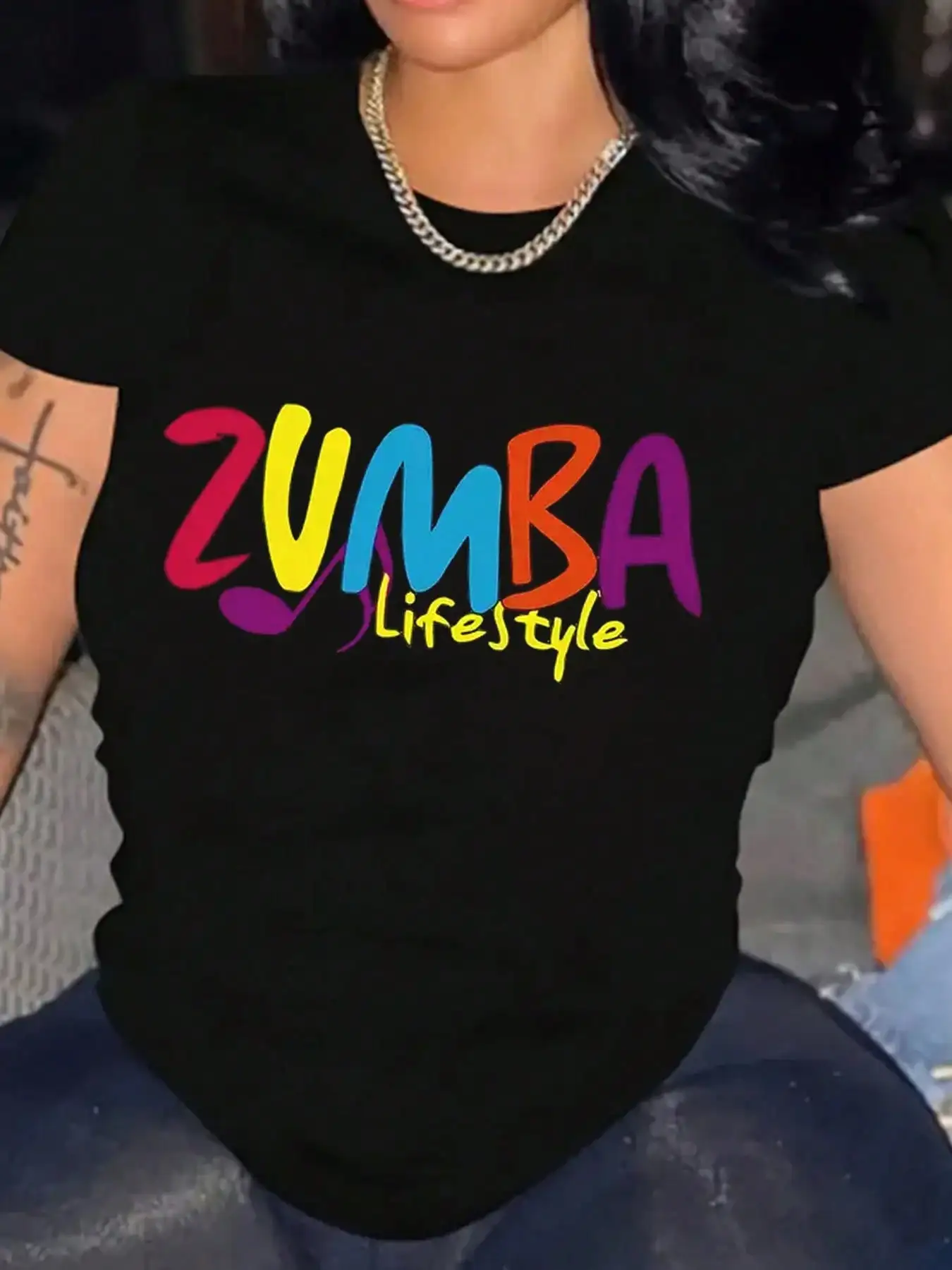 

ZUMBA Pattern Print Shirt Cotton Women's Stylish T-Shirt Casual Short Sleeve For Daily Wear ZUMBA Fitness Graphic T-Shirt