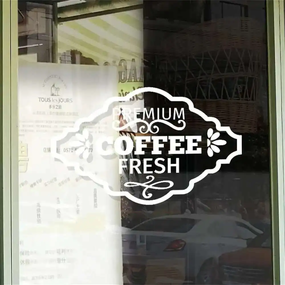 Window Glass Door Decoration Sticker Window Flower Coffee Gourmet Dessert Cake Shop Decoration Sign Background Wall Stickers