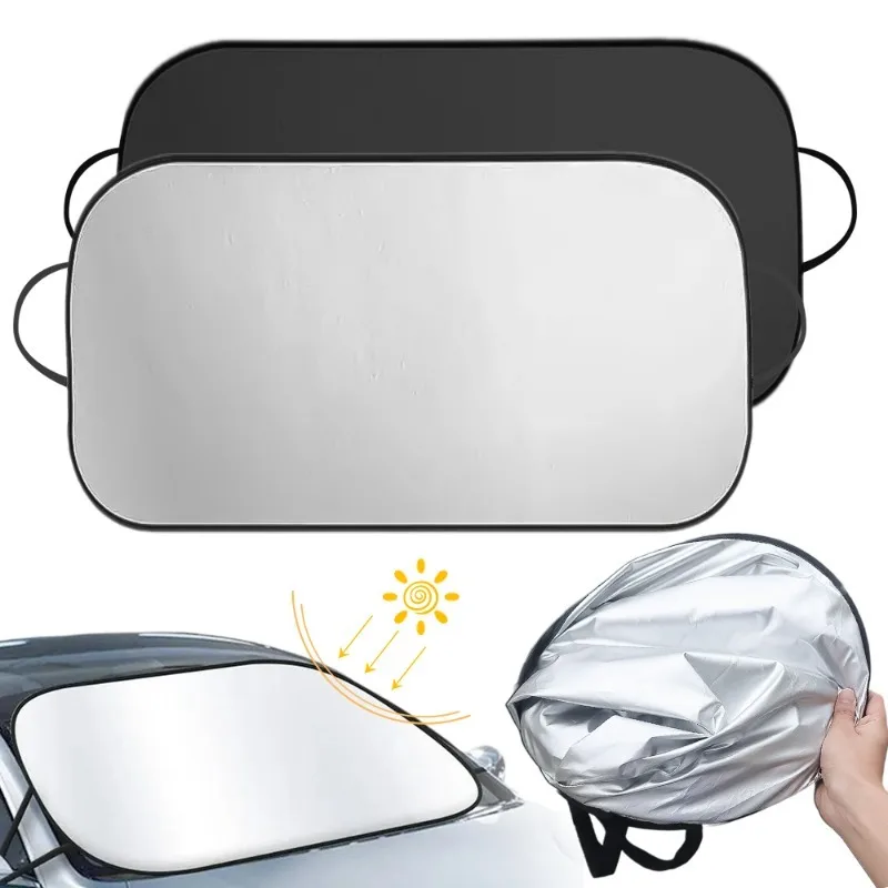 Folding Car Windshield Sun Shade Cover Visor Protector Interior Anti UV Sun Windscreen Sunshades 140*80cm Automobile Accessories