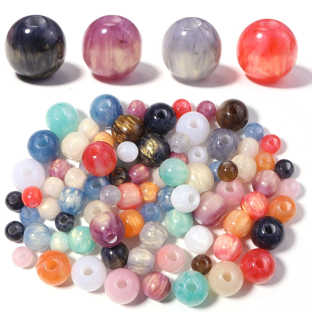 5-20pcs/lot Mix Color Big Hole Resin Beads Clouds Effect Loose Spacer Beads DIY Bracelet Necklace Jewelry Making Accessories