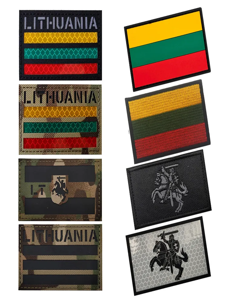 Lithuania flag Patches yellow green red stripe embroidery flag patches Badges