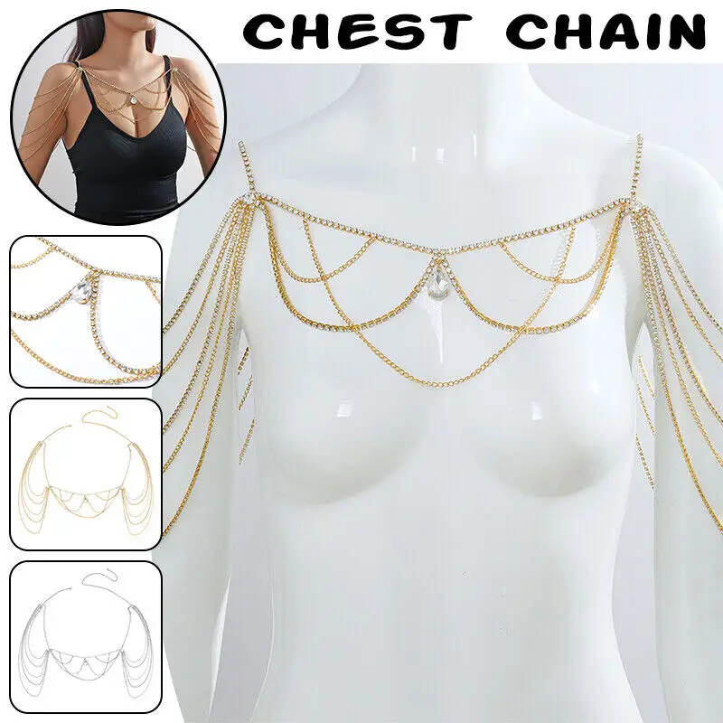 

Luxury Multilayer Crystal Body Chains for Women Shoulder Neck Chest Jewelry Fashion Party Accessories Waist Decoration