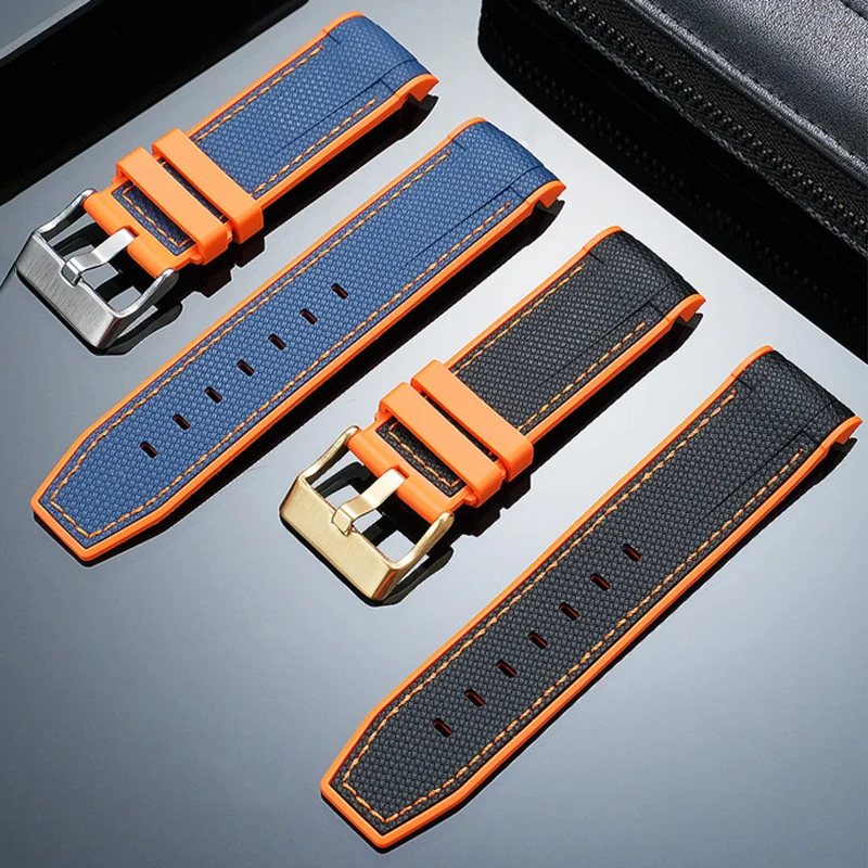 Waterproof silicone wristband for TUDOR Blue Bay Bronze M79250 series small copper flower arc mouth silicone men's watch strap 2