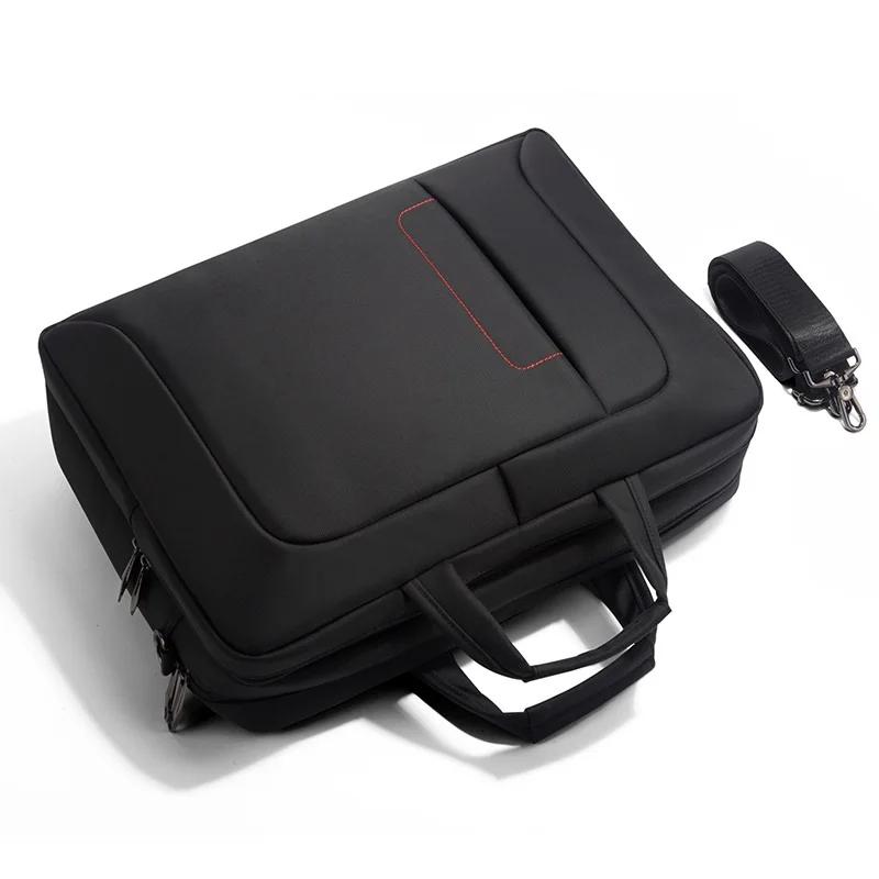 สีดํากันน้ําแบบพกพากระเป๋าเอกสารขนาดใหญ่กระเป๋าแล็ปท็อปสําหรับชายหรือหญิงคลาสสิก Oxford ผ้า Tote หรือกระเป๋า Crossbody