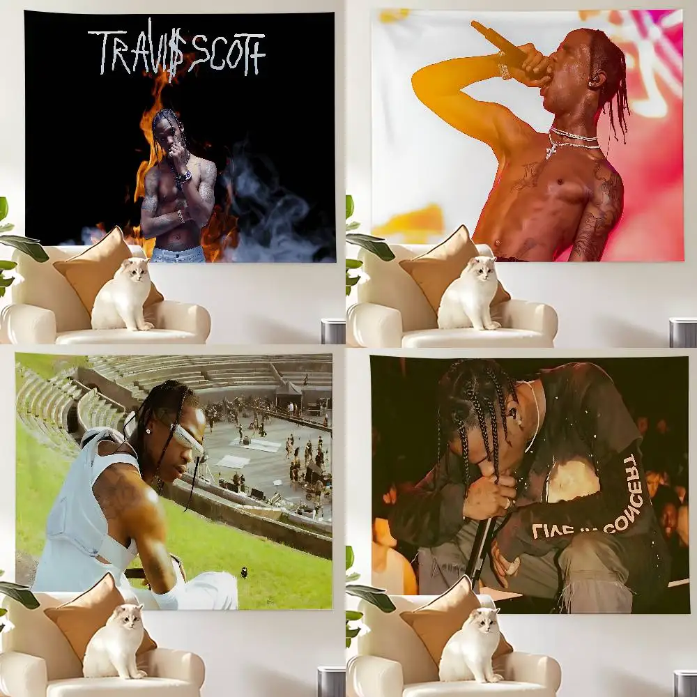 

Singer T-Travis S-Scotts Tapestry Wall Hanging Tapestry Art Deco Blanket Curtain Hanging At Home Bedroom Living Room Decor