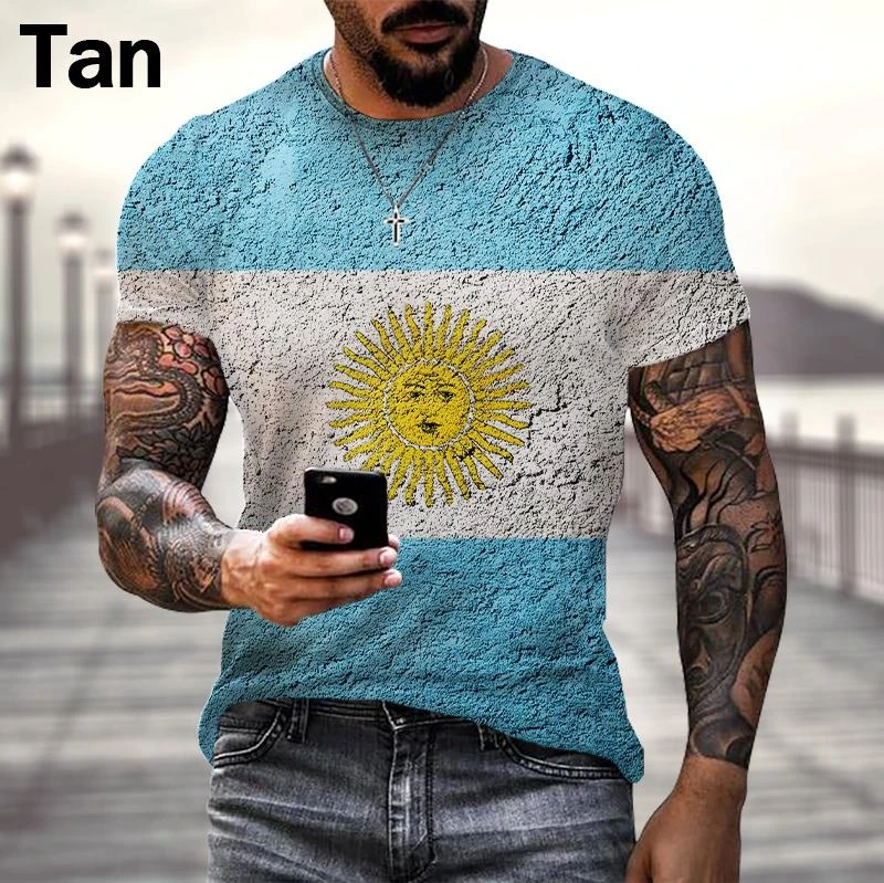 Argentina\'s New Fashion 3d Printed T-shirt Street Funny Personality Hip-hop Cool Casual Short-sleeved Top