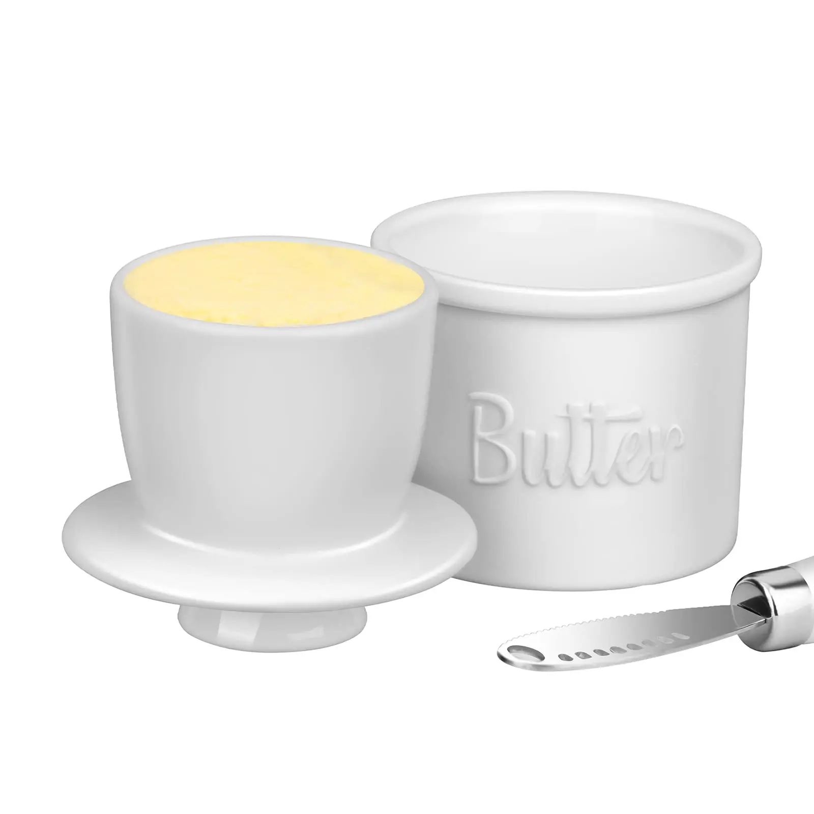 French Butter Crock For Counter With Butter Knife On Demand Spreadable Butter Ceramic Bell Style Butter Jar Butter Dish with Lid