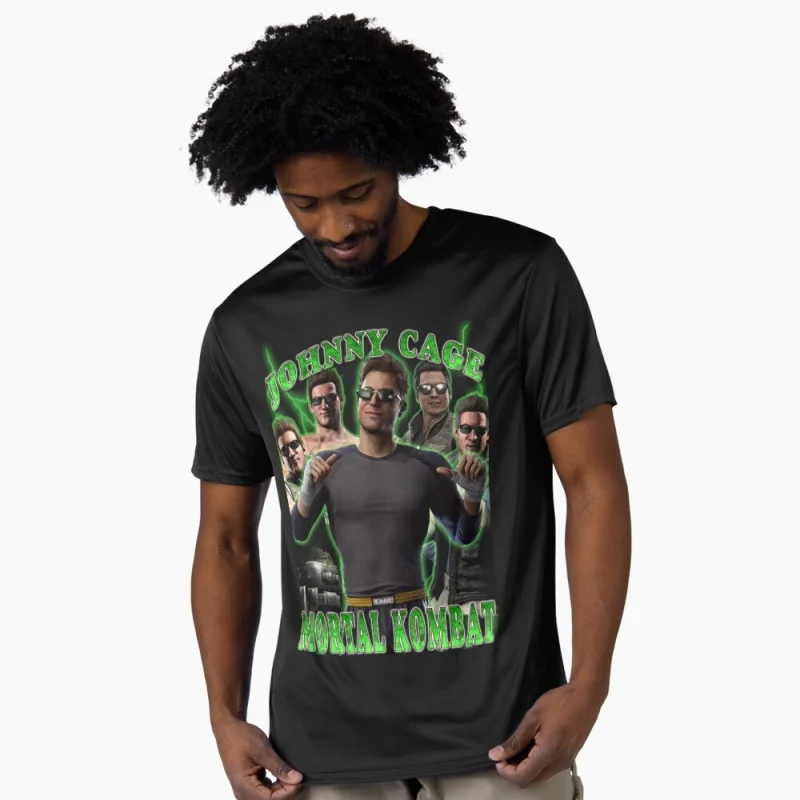 Vintage 90's Mortal Kombat 1Johnny Cage Gift tee for gamer 100% cotton printed Short Sleeve Graphic T-Shirt All size tops