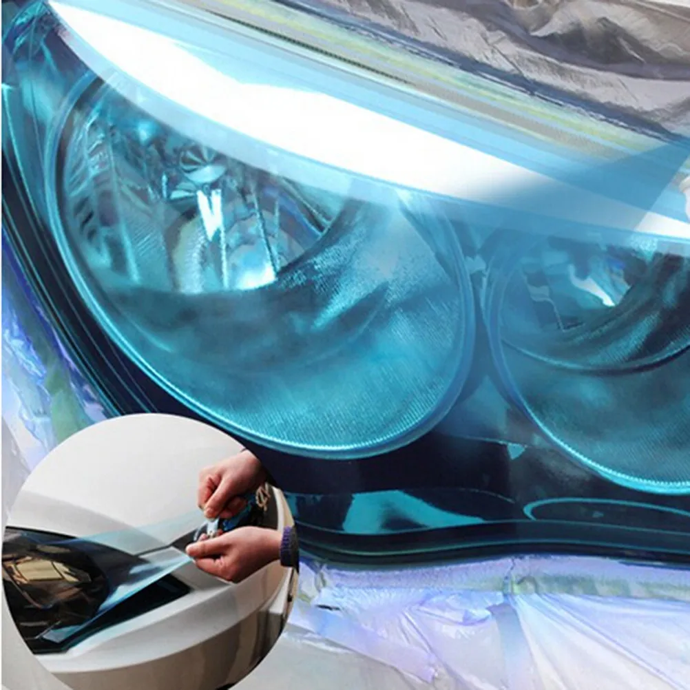 30x120cm Headlight Tint Vinyl Film Light Blue Self Adhesive Water Resistant Stretchable Cover Tail Fog Lights Scratch Resistant