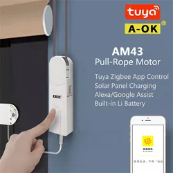 A-OK AM43 catena di perline Pull-Rope motore cieco, Tuya Zigbee Smart App, controllo vocale tramite Alexa Google, aggiornamento tenda manuale facilmente