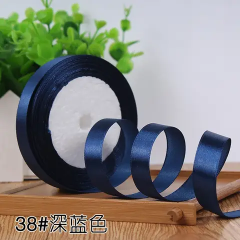 6/10/15/20/25/40/50mm Mörkblå Marinblå Satinband Jul Halloween Födelsedagsfest Bröllopsdekoration Presentförpackningsband 10 best sales marinblått band - №2