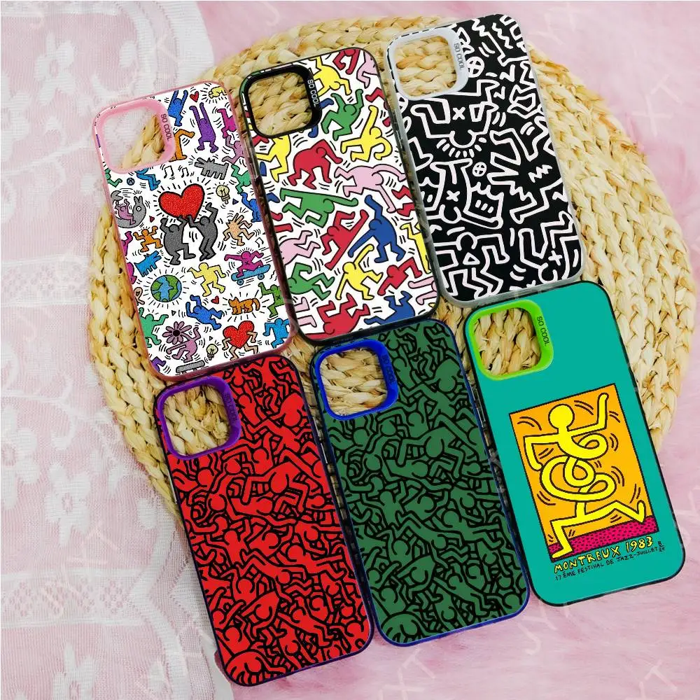 Raper pop art figuras graffiti colorido caso de telefone para apple 11 12 13 14 15 16pro max plus proteger chapeamento caso telefone