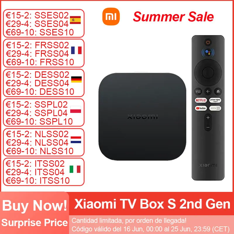 ​ Xiaomi Mi TV Box S 2nd Gen، Smart Android TV Box 4k Ultra HD Set-Top Box Google TV Dolby Vision HDR10+ Google Assistant BT5.2