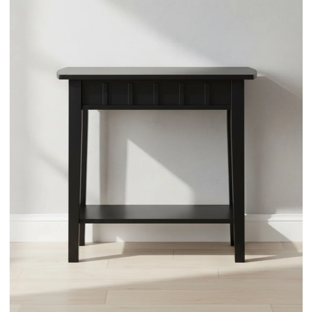 

Modern End Table with Shelf, 24 Inch Black Nightstand for Living Room & Bedroom, Spacious Storage
