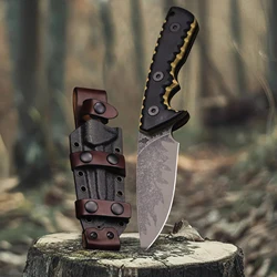 (U.S.A) M-L DC53 Stone Wash All Tang One Hunting Knife, Jungle Survival Knife, EDC Outdoor Camping Knife, Outdoor knife