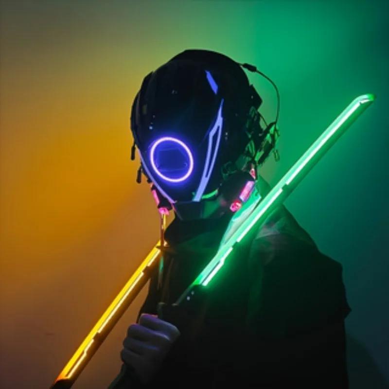 

31.49-inch Cyberpunk LED Samurai Sword Replica, suitable for cosplay and photography props, unsharpened, made of plastic
