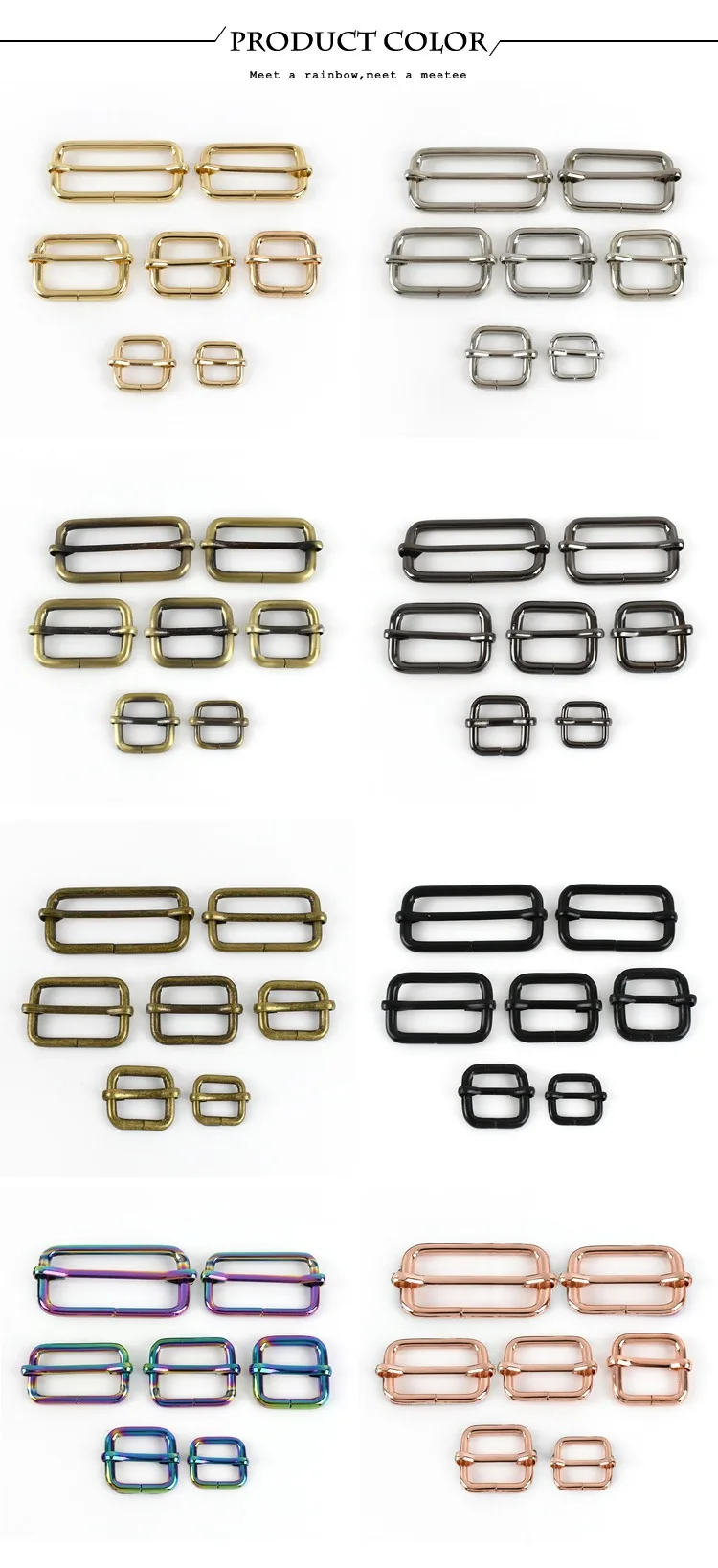 10Pcs 13-50mm Metal Tri Glide Slider Buckles Webbing Strap Adjuster for Backpack Luggage Belt Connect Clasp Hardware Accessories