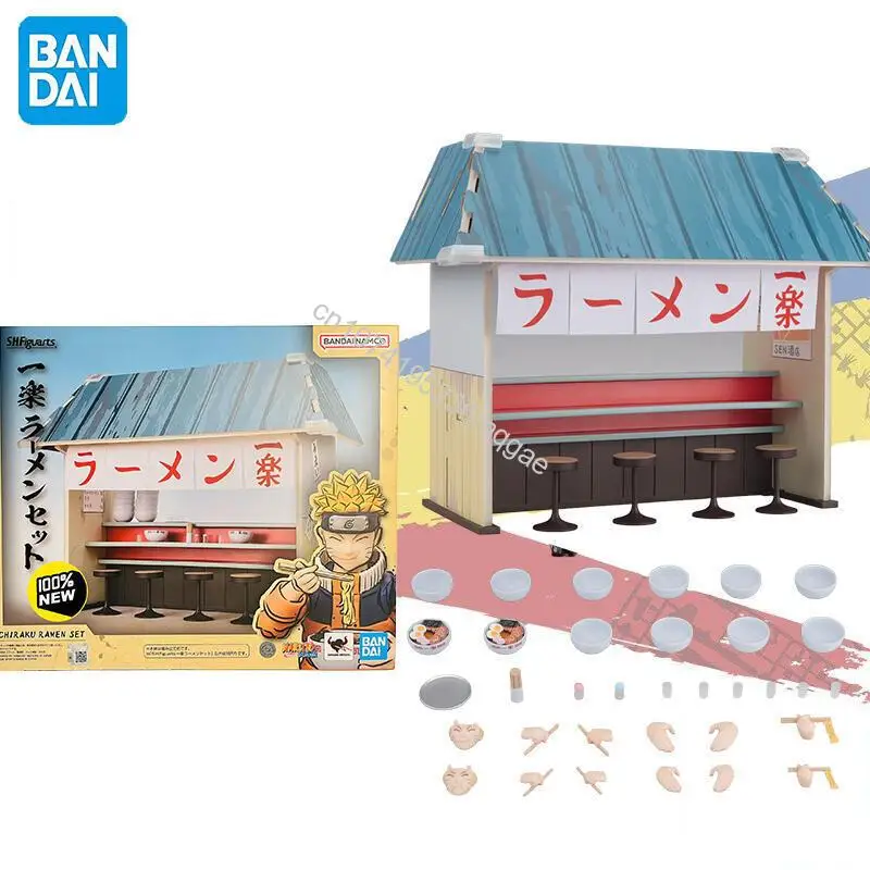 En stock Bandai Original S.H.Figuarts NARUTO Shippuden ICHIRAKU RAMEN SET alrededor de 220 mm figura de Anime figuras de acción modelo Juguetes