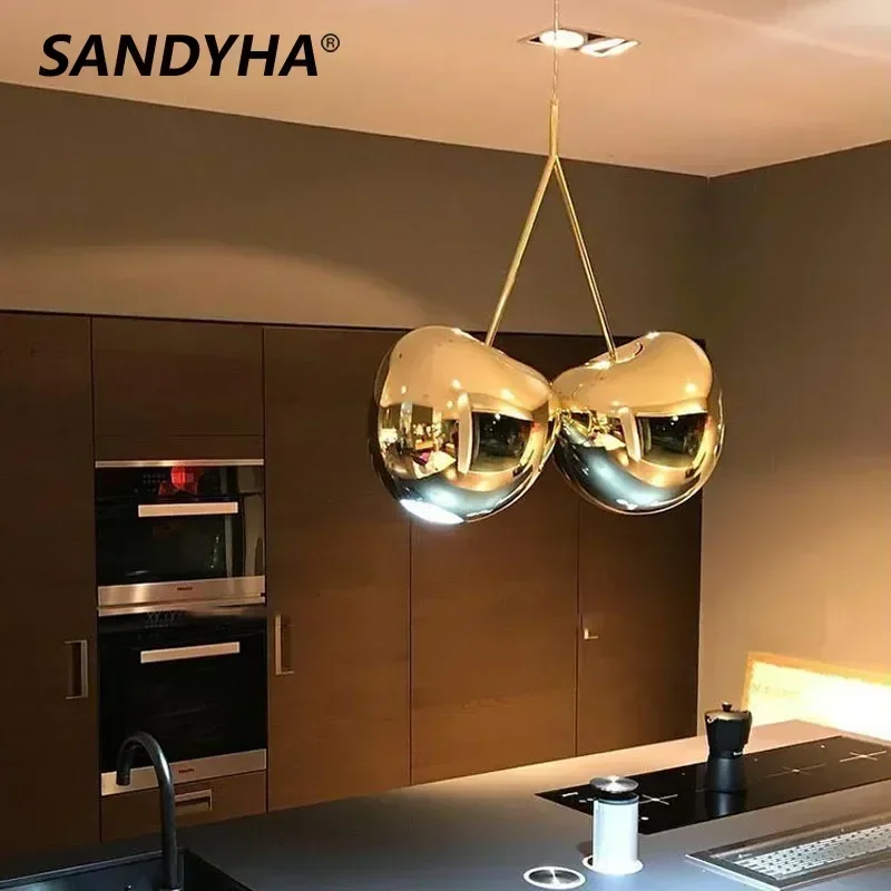 

SANDYHA Modern Cherry Style Long Pendant Lamp Simple LED Light Do for Living Room Bedroom Lighting Home Decoration Fixtures