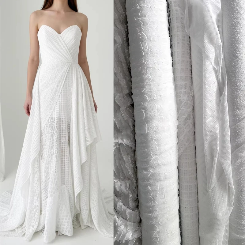 White Dress Curtains Textured Fabric Blind Box 5 Styles Non Repeated Random Handmade DIY Home Craft Material Sewing Supplies